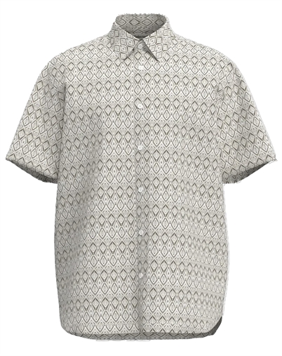 Selected - SLHRegclay Linenblend Skjorte - Egret/Geo Diamond
